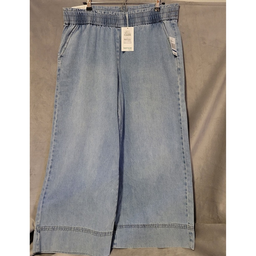 Kensie Drapey Wide Leg Jeans XL Denim Boho Stretch Waist NWT